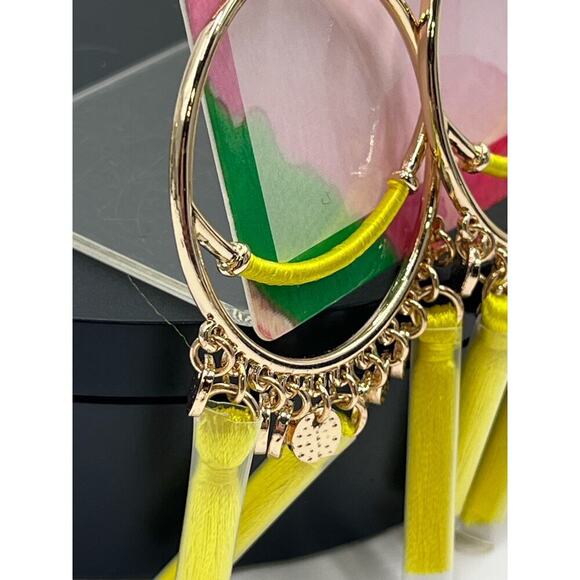 Lilly Pulitzer NWT YELLOW Tassel LILLYS LEMON STATEMENT EARRINGS~ SURF GYPSEA - Picture 8 of 12